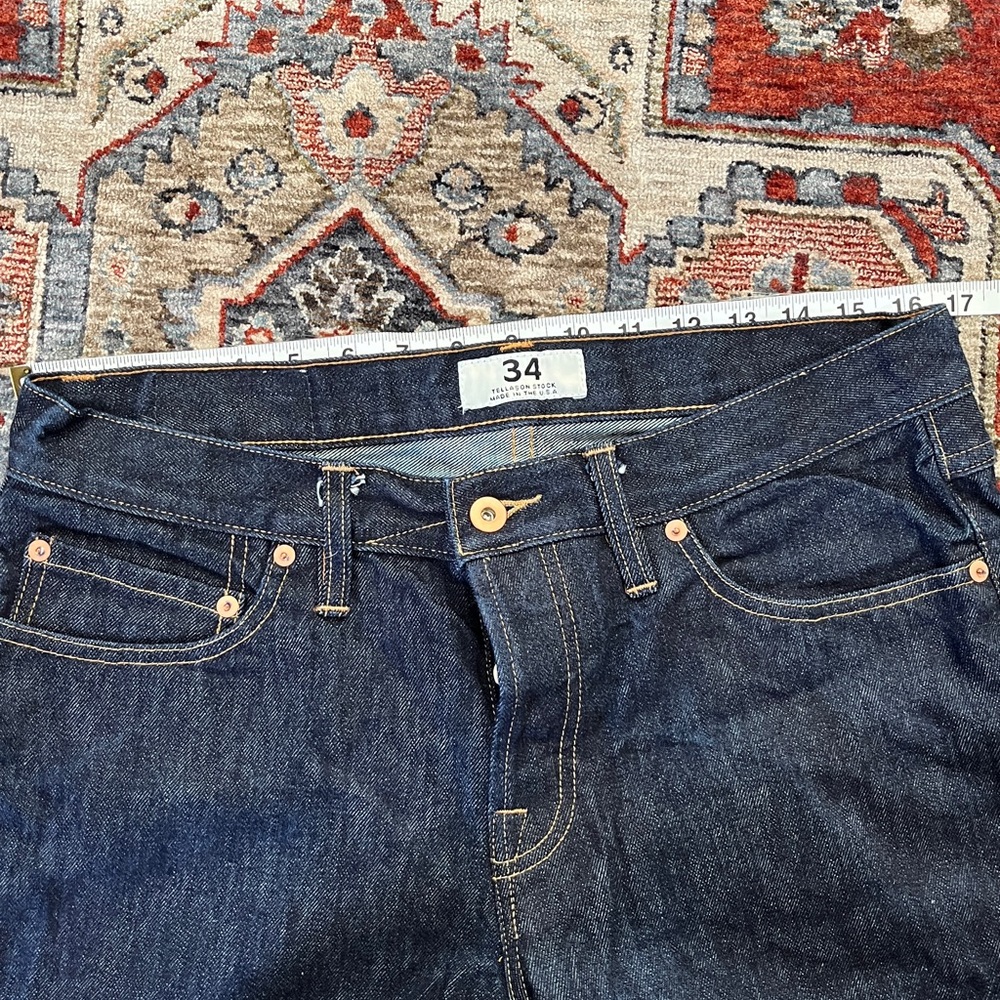 Tellason Stock Indigo Jeans 34x28 with Contrast Stitching - Picture 6 of 6